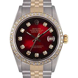 Rolex Datejust Stainless Steel & Yellow Gold wDiamonds Automatic 36mm Mens Watch