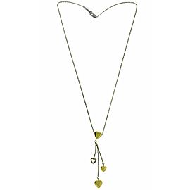 TIFFANY & CO 18k 2 tone white & yellow gold dangle heart necklace