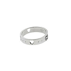 Gucci Icon Heart Thin Band Ring In 18k White Gold Size 10 USA 5.25