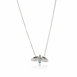 Tiffany & Co. Paper Flowers Aquamarine Diamond Pendant in Platinum 0.13 CTW