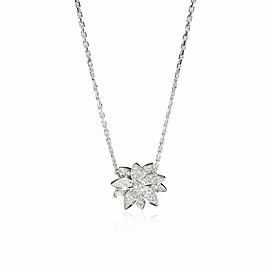 Van Cleef & Arpels Lotus Diamond Pendant in 18k White Gold 0.46 CTW