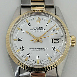 Mens Rolex Oyster Perpetual Date 1500 35mm 18K SS Automatic 1970s Vintage RA163