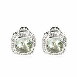 David Yurman Albion Prasiolite Diamond Earrings in Sterling Silver 0.47 CTW