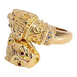 Ilias Lalaounis Ruby Diamond Ring in 18k Yellow Gold