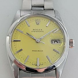 Mens Rolex Oysterdate Precision 34mm Manual Wind 1960s Vintage RA108
