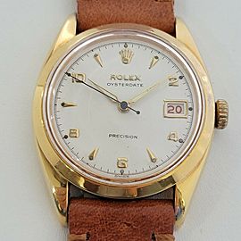 Mens Rolex Oysterdate Precision 34mm Gold Capped Hand Wind 1950s RA214T