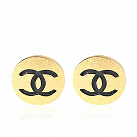 Gold Tone Chanel Large CC Button Earring