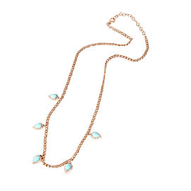 Teardrop Turquoise Diamond Necklace in 14k Rose Gold 0.50 CTW