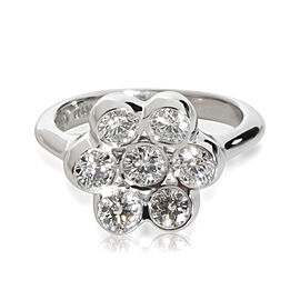 Bvlgari Diamond Flower Shaped Cluster Ring in Platinum 1 CTW