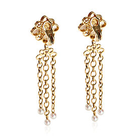 Vintage Chanel Moonstone, Diamond & Pearl Drop Earrings in 18K Yellow Gold