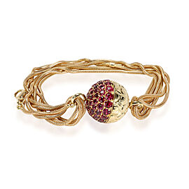 Gucci Magnetic Clasp Ball Bracelet with Rubies in 18k Yellow Gold
