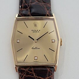 Rolex Cellini 30mm 18k Gold Manual Wind Diamond dial 1970s