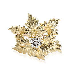 Tiffany & Co. Vintage Diamond Leaf Brooch in 18k Yellow Gold 0.15 CTW