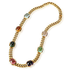 Bvlgari Seven Station Mixed Cabochon Gemstone Necklace in 18K Yellow Gold 5 CTW