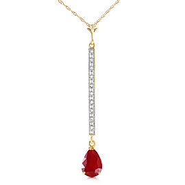 1.8 CTW 14K Solid Gold Necklace Diamond Ruby