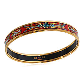 Hermès Narrow Enamel Bracelet with Red & Gold Design