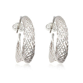 Tiffany & Co. Woven Tapered Hoop Earring in Sterling Silver