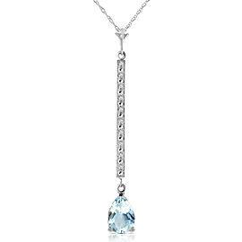 1.8 CTW 14K Solid White Gold Necklace Diamond Aquamarine