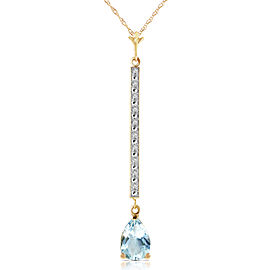 1.8 CTW 14K Solid Gold Necklace Diamond Aquamarine
