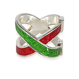 Gucci Crossover Enamel Ring in Sterling Silver