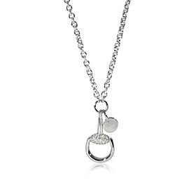 Gucci Horsebit Diamond Pendant Necklace in 18k White Gold