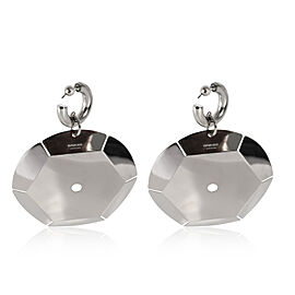 Burberry Hoop With Large Drop Palladium Disc Plated Earrings