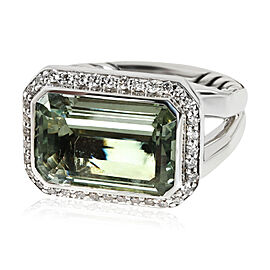 David Yurman Novella Prasiolite Diamond Ring in Sterling Silver