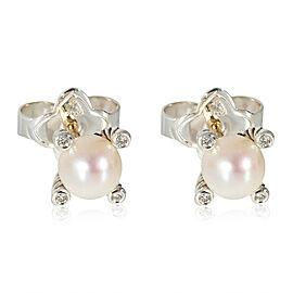 David Yurman Cable Collection Pearl Earrings in Sterling Silver 0.03 CTW