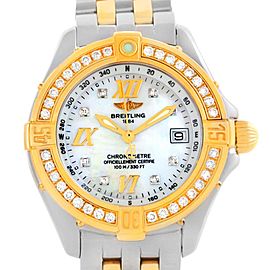 Breitling Ladies D71365 Steel 18K Yellow Gold MOP Dial Diamond Watch