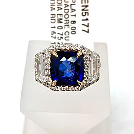 Platinum 4.8ct Blue SAPPHIRE & 2.42TCW F-G VS 118 Natural DIAMONDS Ladies Ring