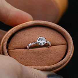 14k White Gold AGI Certified Engagement Ring with 1.45ct. Diamonds