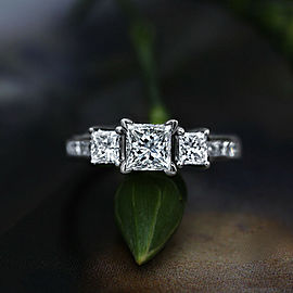 14k White Gold AGI Certified Engagement Ring with 2.05ct. Diamonds