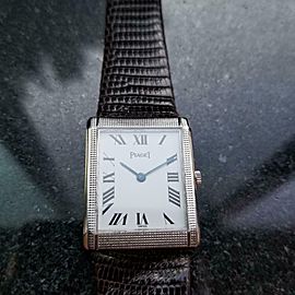 Men's Piaget 18k White Gold Midsize Hand-Wind Dress Watch c.1970s Swiss LV624BRN