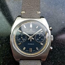 Men's Bucherer Stainless Vintage Chronograph 36mm Manual Wind, c.1970s LV357GRY