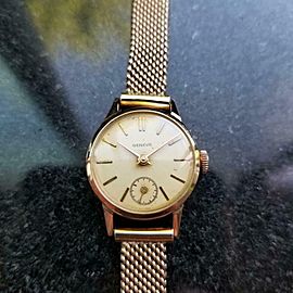 Ladies Swiss Geneve 18k Rose Gold 20mm Watch, c.1960s Rare Vintage RAC3