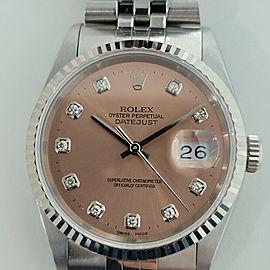 Mens Rolex Oyster Datejust 16234 36mm 18k SS Automatic Diamond Dial 1990s RJC147