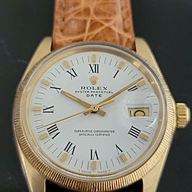 Mens Rolex Oyster Perpetual Date 35mm 18k Solid Gold Automatic 1960s RA218
