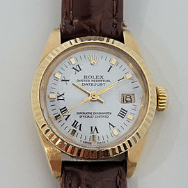 Ladies Rolex Oyster Date 26mm 18k Solid Gold Automatic 1980s Swiss RA30