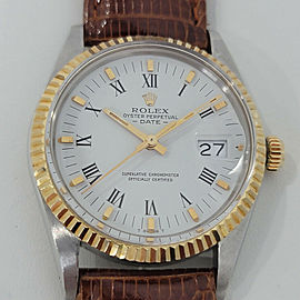 Mens Rolex Oyster Perpetual Date 35mm 18k Gold ss Automatic 1980s RJC180B