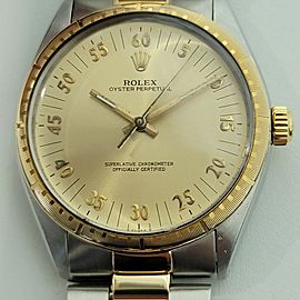 Mens Rolex Oyster Perpetual 35mm 18k SS Automatic Swiss
