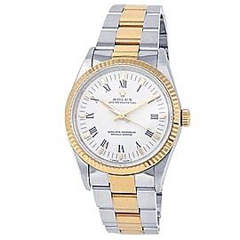 Rolex Oyster Perpetual 18k Yellow Gold Stainless Steel Oyster White Watch