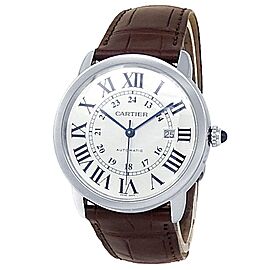 Cartier Ronde Solo Stainless Steel Leather Automatic Silver Men's Watch