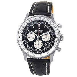 Breitling Navitimer 01 Stainless Steel Leather Auto Black Men's Watch