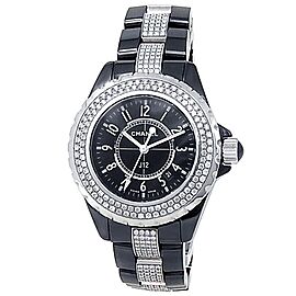 Chanel J12 Black Ceramic Quartz Diamonds Black Ladies Watch