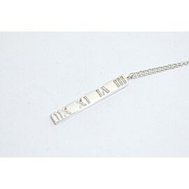 Tiffany & Co Sterling Silver Atlas Bar Roman Numeral Pendant Necklace