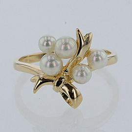 MIKIMOTO 18k Yellow Gold Ribbon pearl Ring LXGBKT-289