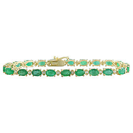 11.20 Carat Emerald 14K Yellow Gold Diamond Bracelet