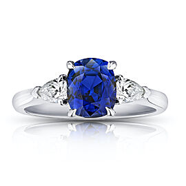 David Gross Cushion Blue Sapphire and Diamond Ring