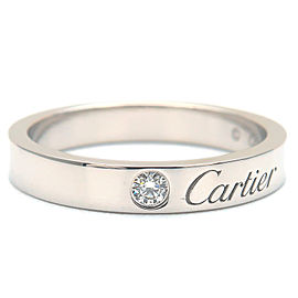 Cartier Engraved 1P Diamond Ring Platinum 950 #50 US5-5.5