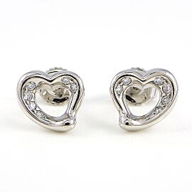 Tiffany & Co 950 Platinum Open Heart Diamond Earrings LXWBJ-789